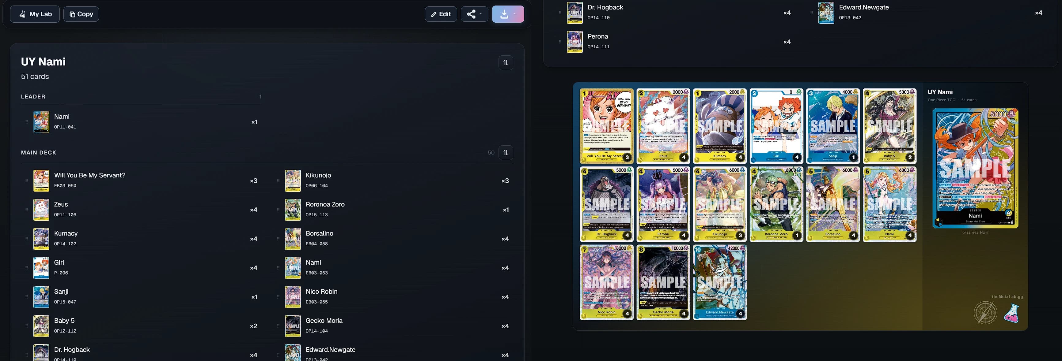 Deck View and Export Page