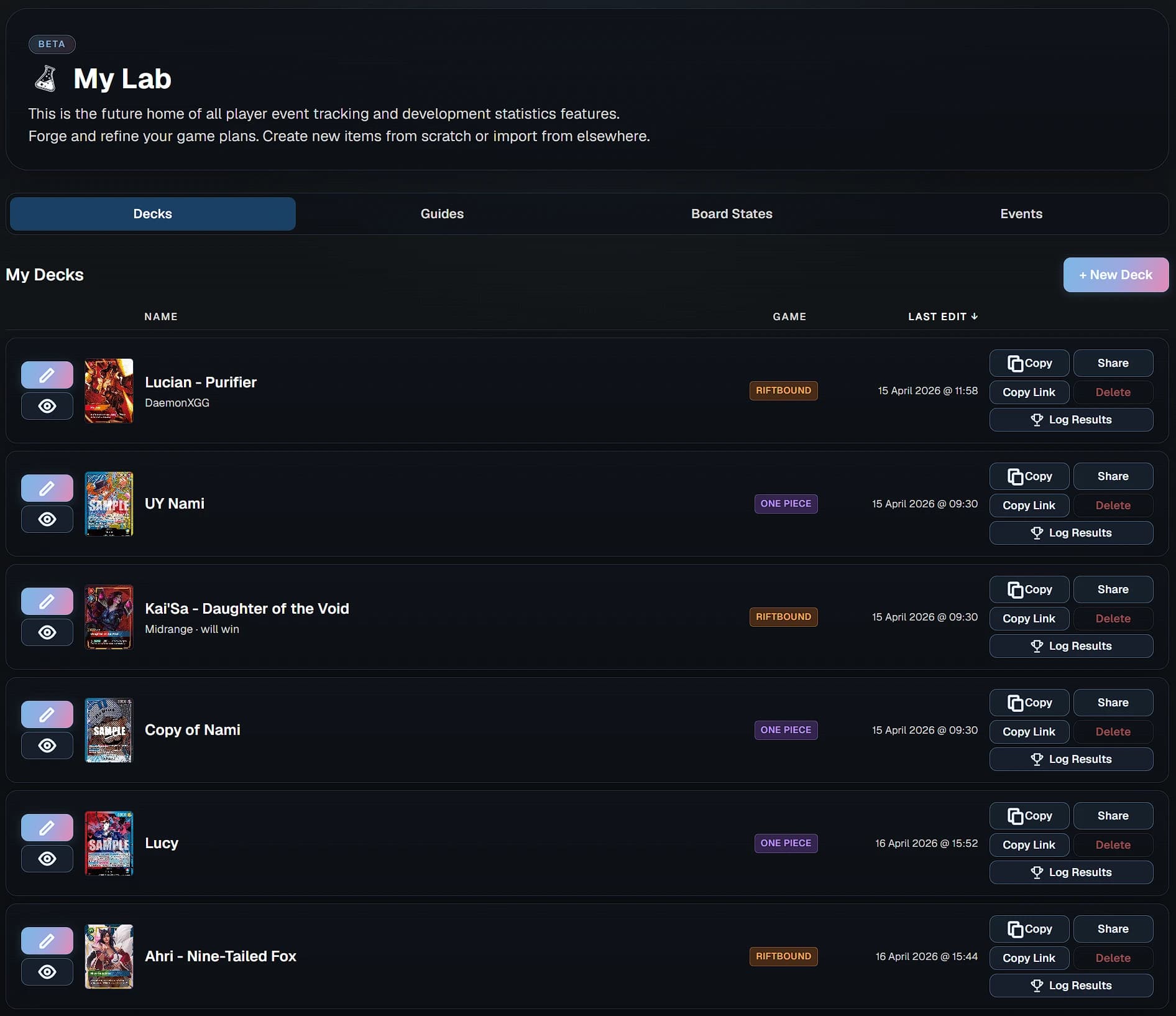 Your new home page: My Lab